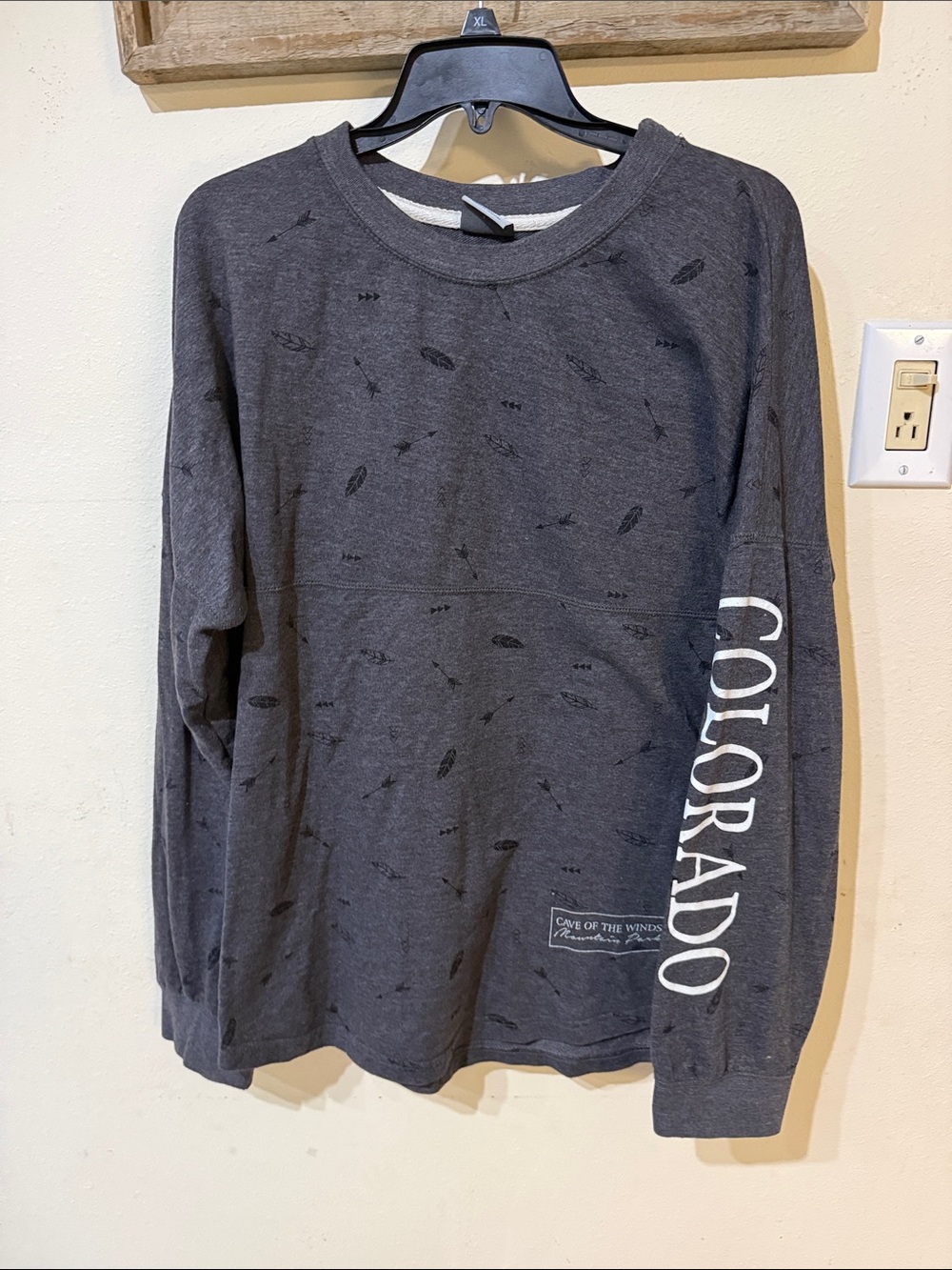 MV Sport Dark Charcoal Colorado Feathers  Pullover Sweatshirt Lightweight